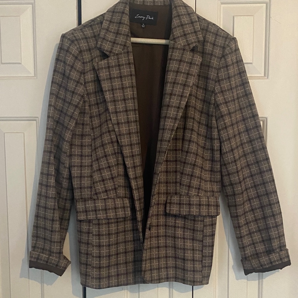 Emory Park Plaid Jacket in Brown and Gray